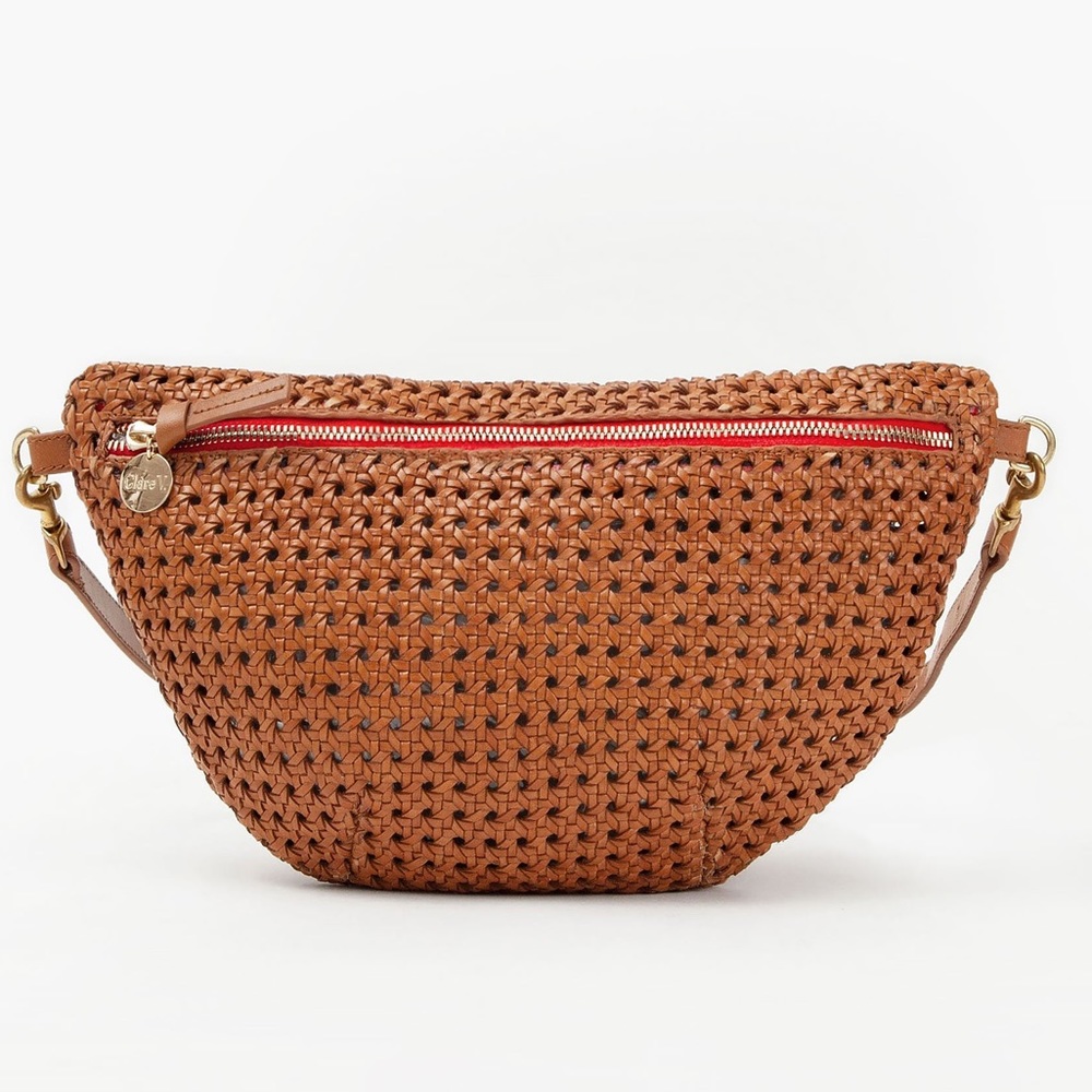 Clare V Grande Fanny Rattan Tan